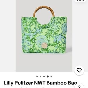 Lilly Pulitzer Bag - Lilly Pulitzer Bamboo Handle Bag Cool Mint Catchin Rays NWT